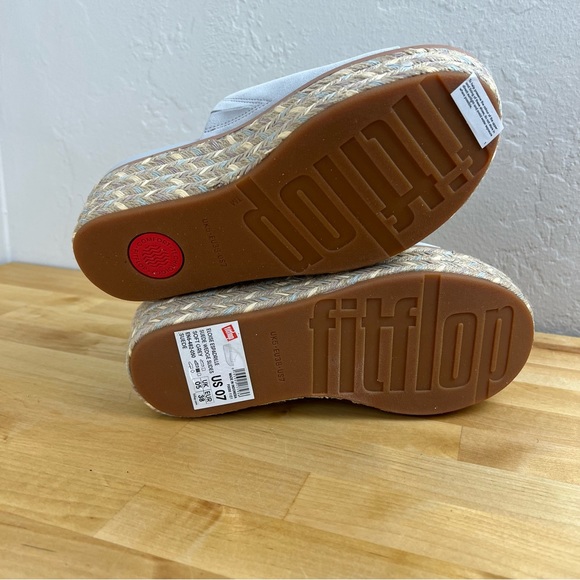 NEW Fitflop Eloise Espadrille Suede Leather Wedge Slide Sandals Soft Grey Size 7 - Picture 10 of 13